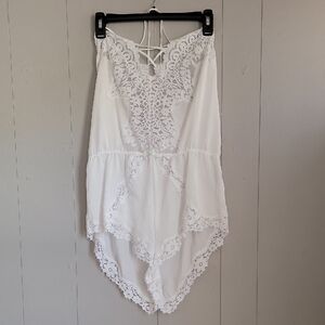 Victoria Secret Women Halter Bridal Romper Lingerie Large White Floral Nightgown